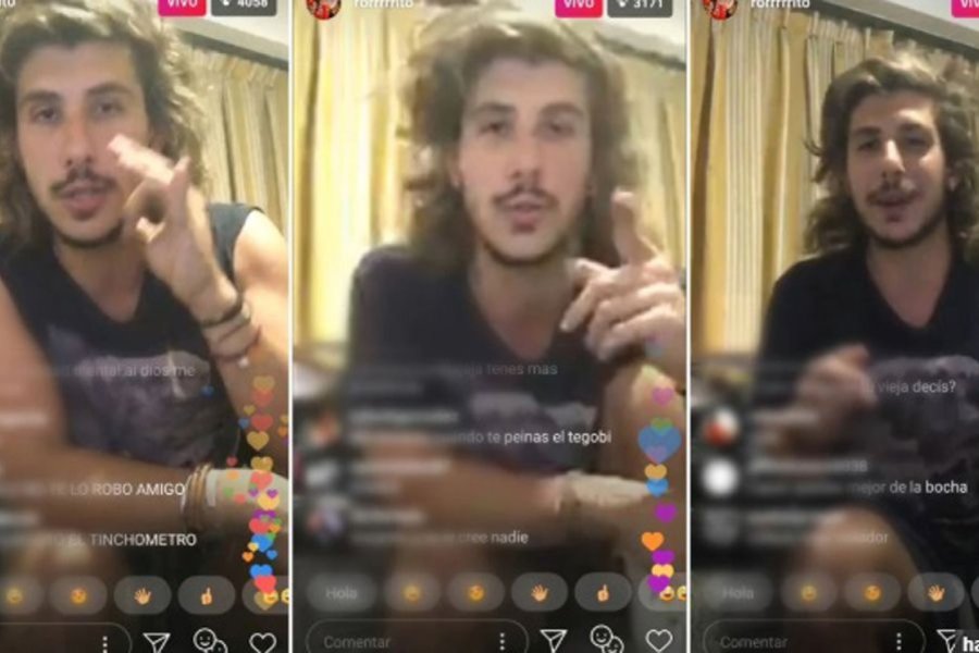 Rodrigo decidió defenderse a través de un vivo en Instagram Rodrigo decidió defenderse a través de un vivo en Instagram