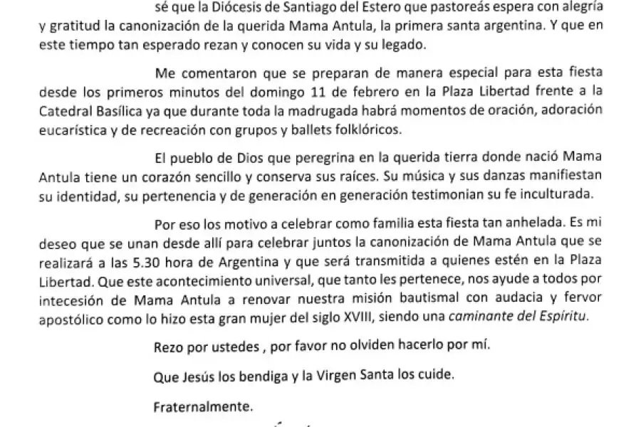 La carta del Papa. La carta del Papa.