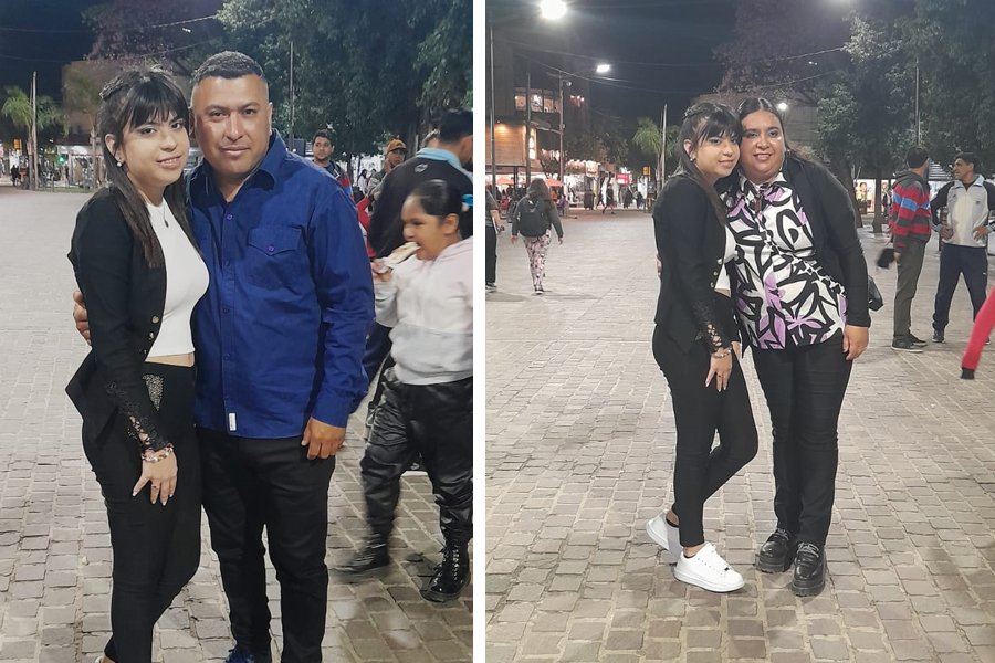 Con sus padres.
