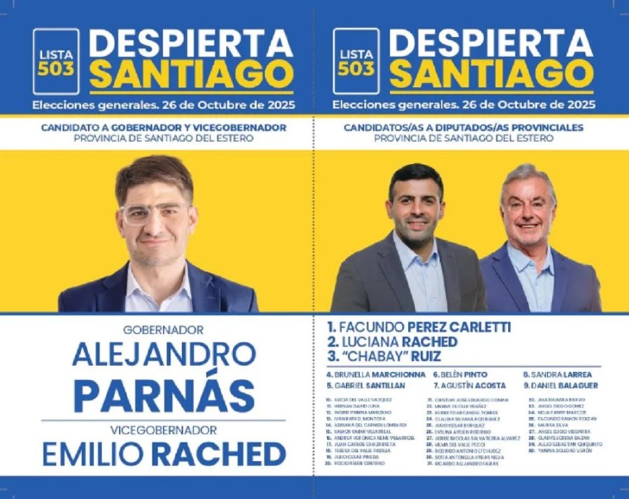 Parnás, Rached. Pérez Carletti y Ruiz, en la boleta.